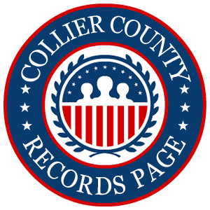 A round red, white, and blue logo with the words Collier County Records Page for the state of Florida.